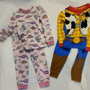 Cuddl Duds Pink Dinosaur and Cowboy Pajama Set